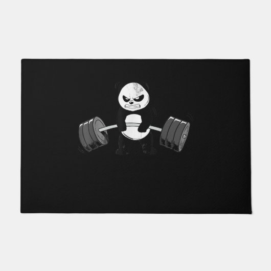 Funny Panda Workout Kitten Gym Deadlift Power Fußmatte (Vorderseite)