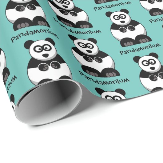 Funny Pandamonium Panda Cartoon, Niedlich Stress P Geschenkpapier (Rolleneckpunkt)