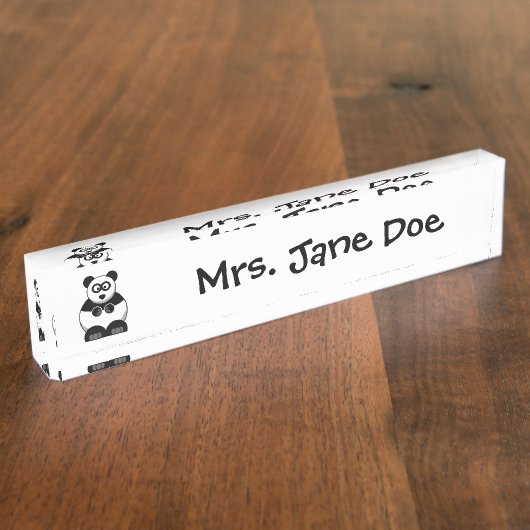 Funny Pandamonium Panda Cartoon, Niedlich Stress P Namensplakette (Seite)