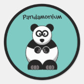 Funny Pandamonium Panda Cartoon, Niedlich Stress P Runder Aufkleber (Vorderseite)