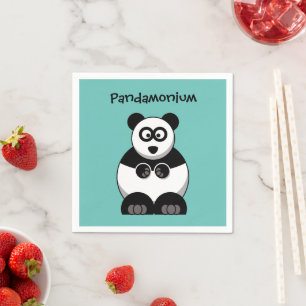 Funny Pandamonium Panda Cartoon, Niedlich Stress P Serviette