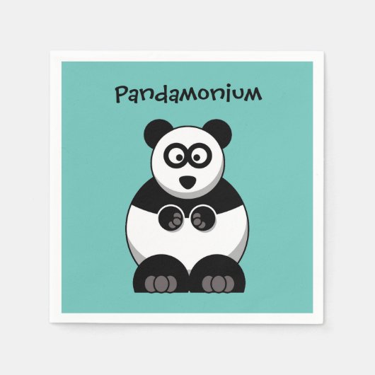 Funny Pandamonium Panda Cartoon, Niedlich Stress P Serviette (Vorderseite)