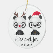 Funny Pandas custom names and date Keramik Ornament (Links)