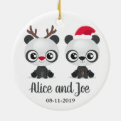 Funny Pandas custom names and date Keramik Ornament (Hinten)
