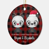Funny Pandas erste Weihnachtsweiden verlobt rot ka Keramik Ornament (Links)