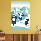 Funny Pandas in China Leinwanddruck (Insitu (Wohnzimmer))
