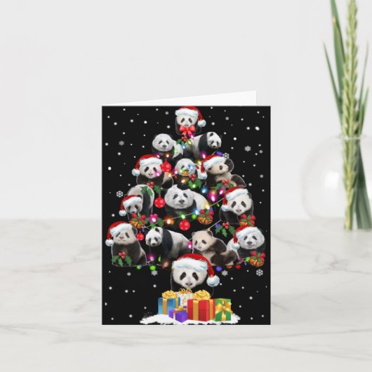 Funny Pandas Santa Hat Christmas Tree Ornament T S Karte (Vorderseite)