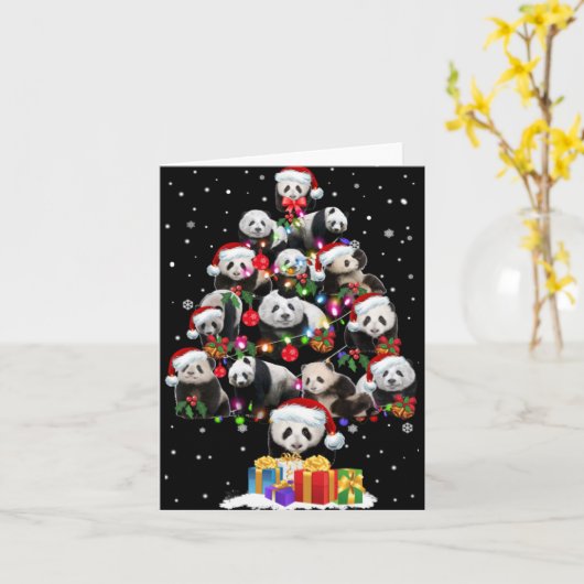 Funny Pandas Santa Hat Christmas Tree Ornament T S Karte (Gelbe Blume)
