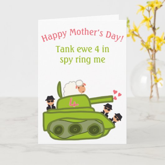 Funny Panzer Mutterschafe Cartoon Muttertag Karte (Gelbe Blume)