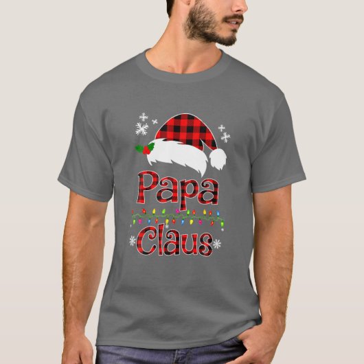 Funny Papa Claus Christmas Red Kariert Pajamas San T-Shirt (Vorderseite)