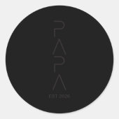 Funny Papa Est.2026 Expecting Dad Announcement Fat Runder Aufkleber (Vorderseite)