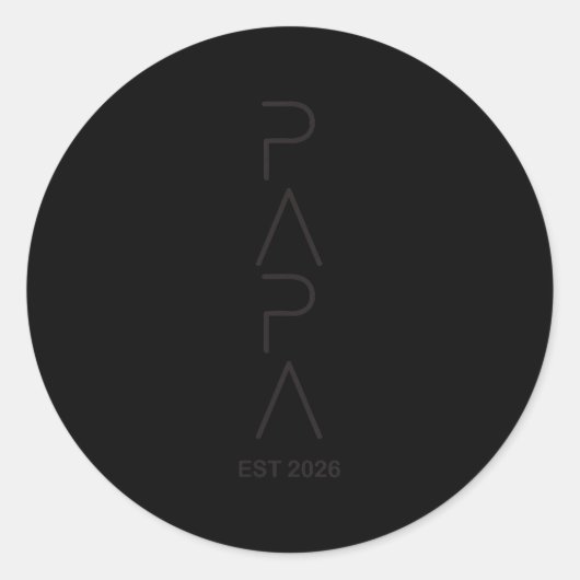 Funny Papa Est.2026 Expecting Dad Announcement Fat Runder Aufkleber (Vorderseite)