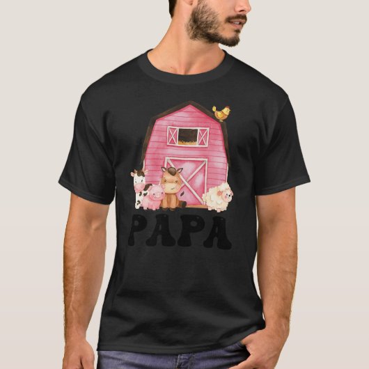 Funny Papa Farm Animals Birthday Theme Matching Fa T-Shirt (Vorderseite)