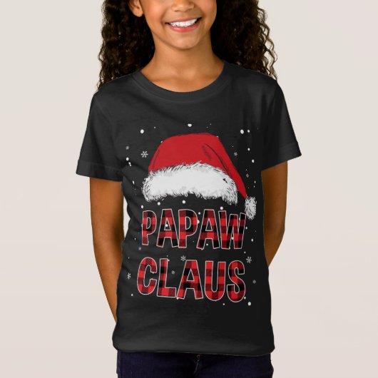 Funny Papaw Claus Red Kariert Christmas Family Pjs T-Shirt (Vorderseite)