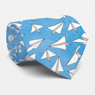 Funny Paper Airplanes auf blauem Muster Krawatte
