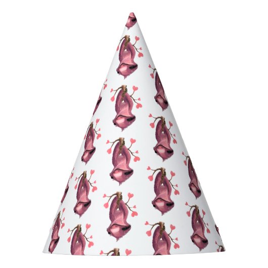 Funny Paper Party Hat mit Playful Sloth - Lächeln Partyhütchen (Vorderseite)