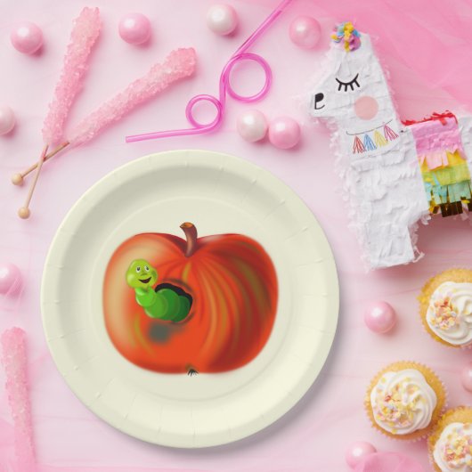 Funny Paper Teller mit Happy Worm in Red Apple (Party)