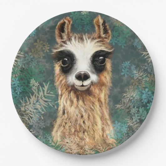 Funny Paper Teller mit Neugierigen Baby Llama (Vorderseite)