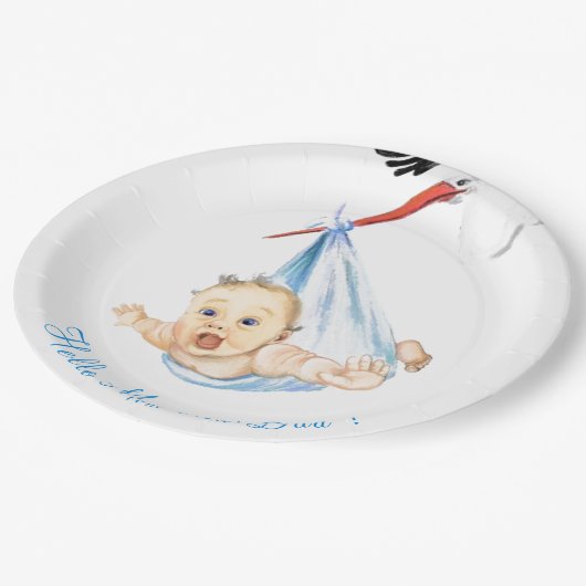 Funny Paper Teller mit Stork Carry Baby (Schrägansicht)