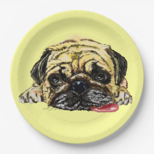 Funny Paper Tellers Mops Dog - Ihre Farben - Text Pappteller