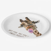Funny Paper Tellers Playful Giraffe - Custom Text Pappteller (Schrägansicht)