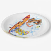 Funny Paper Tellers Summer Party Snowman Surfer Pappteller (Schrägansicht)