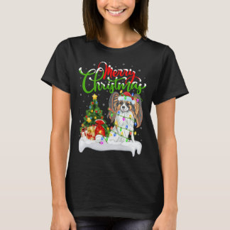 Funny Papillon Dog Lover Xmas Lighting Papillon Ch T-Shirt