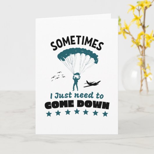 Funny Parachutist Come Down Skydist Karte (Gelbe Blume)