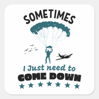 Funny Parachutist Come Down Skydive Quadratischer Aufkleber