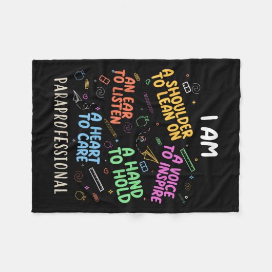 Funny Paraeducator Herz to Care Paraprofessional Fleecedecke (Vorderseite (Horizontal))