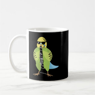 Funny Parakeet mit Sonnenbrille Klarinette spielen Kaffeetasse