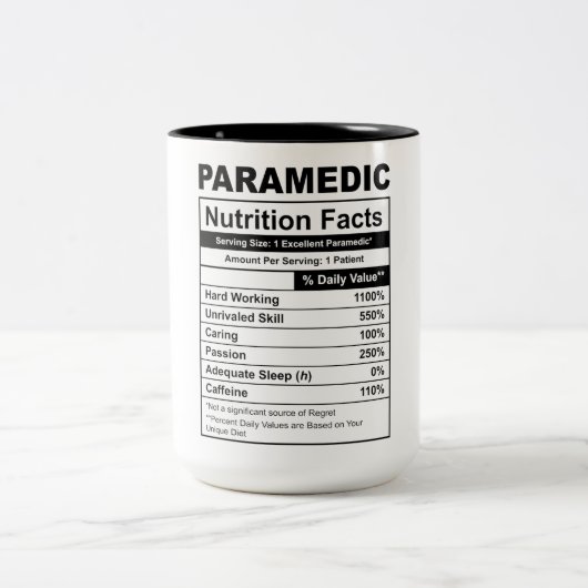 Funny Paramedic Nutrition Fakten Zweifarbige Tasse (Mittel)