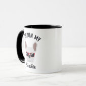 Funny Pardon my Frenchie White French Bulldog Tasse (Vorderseite Links)
