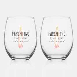 Funny Parent Village and Vineyard Zitat Weinglas Ohne Stiel