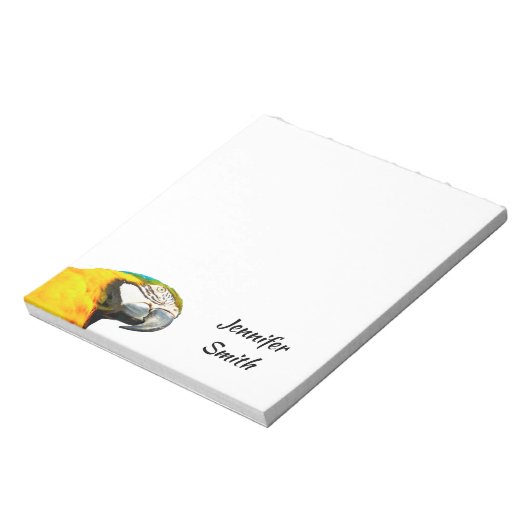 Funny Parrot Bird Personalisierter Name Notizblock (Rotiert)