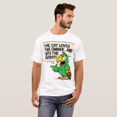 Funny Parrot Cartoon mit Dunklem Spaß T-Shirt (Vorne ganz)