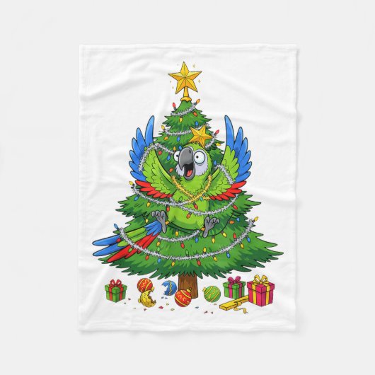 Funny Parrot Christmas Tree Lights Kids Mens Women Fleecedecke (Vorderseite)