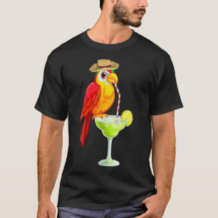 Funny Parrot Drinking Margarita Urlaub Vögel T-Shirt