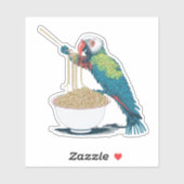 Funny Parrot Eating Ramen Noodles Aufkleber (Blatt)