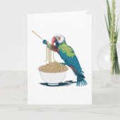 Funny Parrot Eating Ramen Noodles mit Chopsticks Karte (Vorderseite)