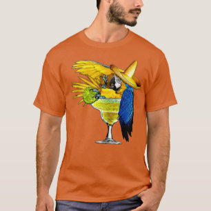 Funny Parrot in Margarita trinken Glas tropisch T-Shirt