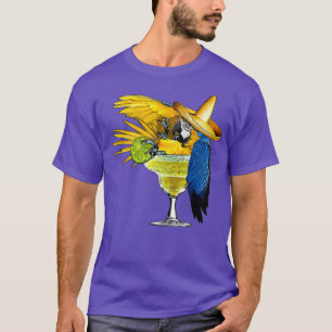 Funny Parrot in Margarita Trinkglas T-Shirt