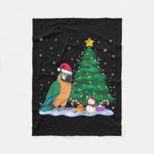 Funny Parrot Xmas Tree Lights Reindeer Hat Christm Fleecedecke