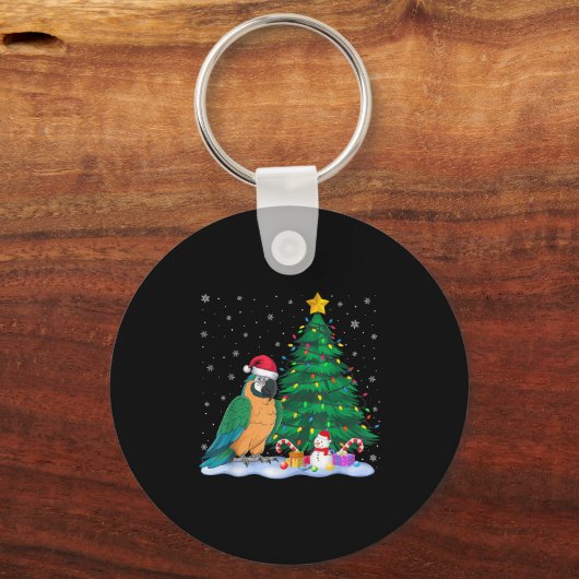 Funny Parrot Xmas Tree Lights Reindeer Hat Christm Schlüsselanhänger (Vorderseite)