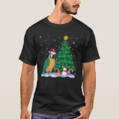 Funny Parrot Xmas Tree Lights Reindeer Hat Christm T-Shirt (Vorderseite)