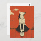 Funny Part Dog Teil Human Sitting on Fence Postkarte (Vorne/Hinten)