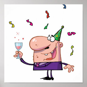 Funny Party Animal Cartoon Man Poster