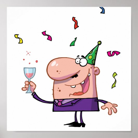 Funny Party Animal Cartoon Man Poster (Vorne)