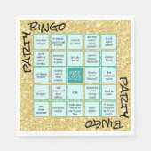 Funny Party Bingo Gold Glitzer Aquamarin Napkins Serviette (Vorderseite)