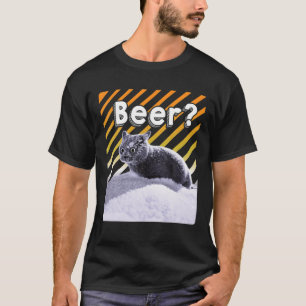 Funny Party Black Beer Cat With Sungasse T-Shirt